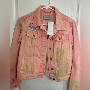 ⭐️ NEW Loyd/Ford small pink boutique distressed  jacket denim rock luxury